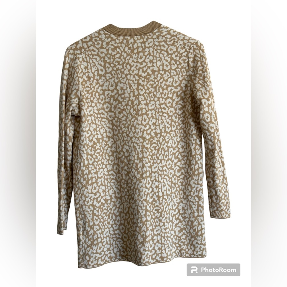 NWT J. Crew Leopard Print Tan/Beige Open Cardigan Sweater Size XSP - Picture 2 of 6